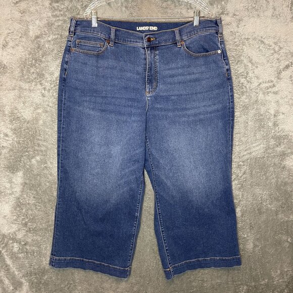 Lands End Denim - Lands End Women Classic Cropped High Rise Stretch Pedal Pusher Jean 16